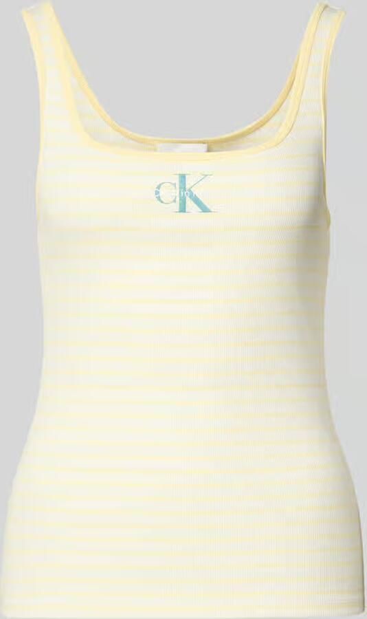 Calvin Klein Jeans Top met bandjes in riblook met logo