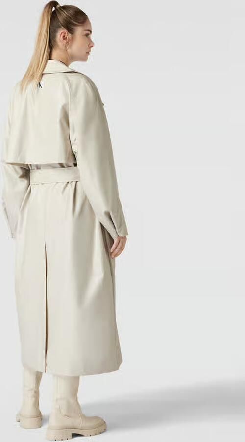 Calvin Klein Jeans Trenchcoat met strikceintuur model 'GLOSSY'