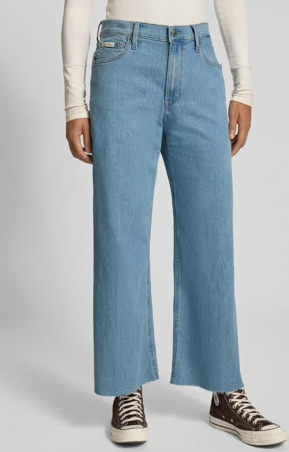CALVIN KLEIN JEANS high waist wide leg jeans light blue denim - Foto 5