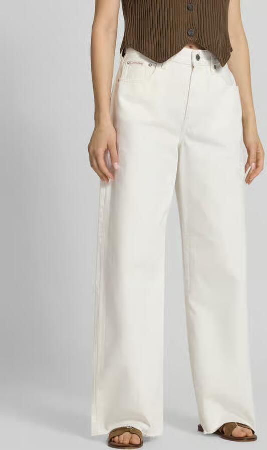 CALVIN KLEIN Dames Jeans The Wide Leg Raw Hem Wit - Foto 6
