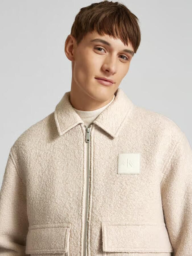 Calvin Klein Jeans Wollen jack met labelpatch - Foto 2