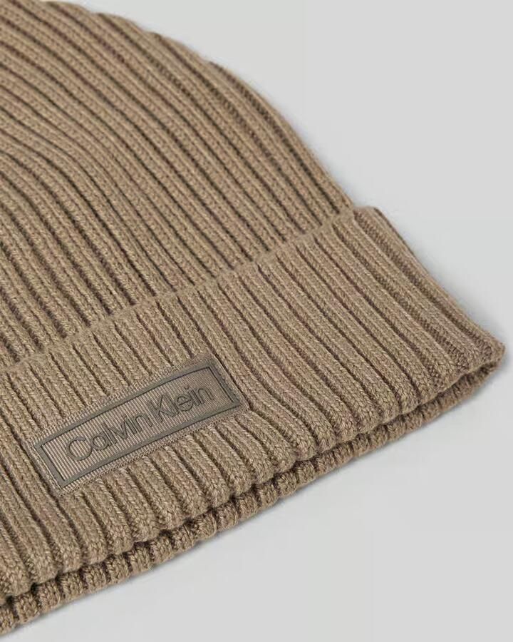 CK Calvin Klein Gebreide muts met kasjmier en labelpatch