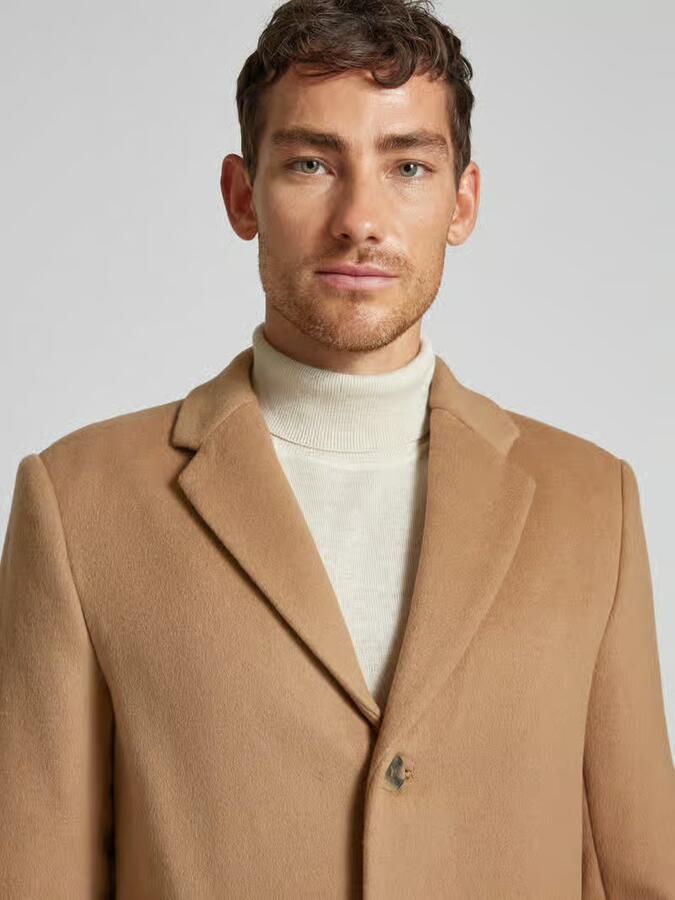 Calvin Klein Fijne wollen blend jas khaki Beige Heren