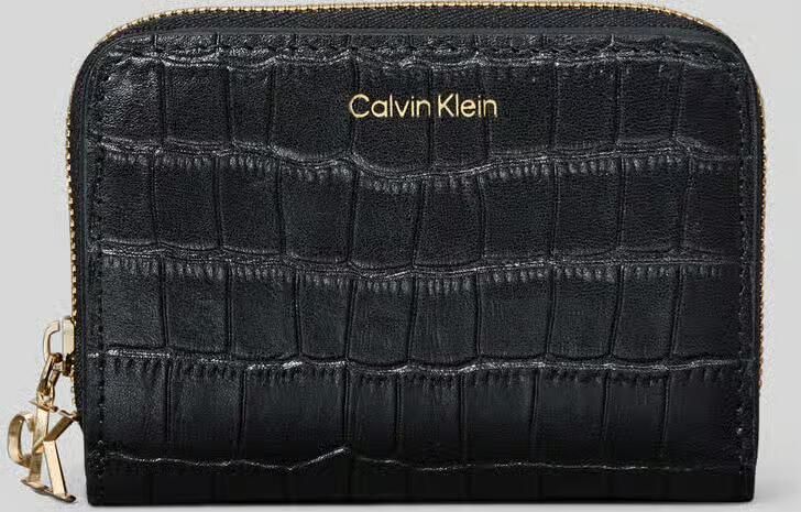CK Calvin Klein Portemonnee van echt kalfsleer model 'Croc'