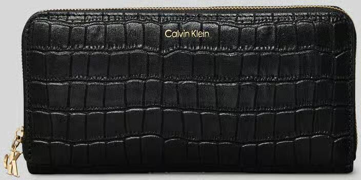 CK Calvin Klein Portemonnee van echt leer met labelopschrift