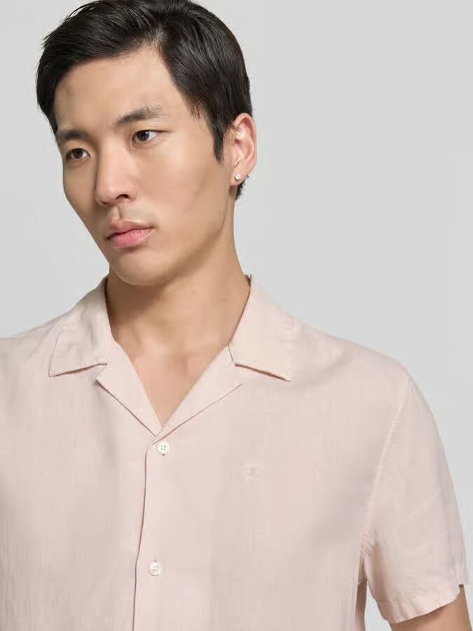 CK Calvin Klein regular fit vrijetijdsoverhemd van mix van linnen en lyocell