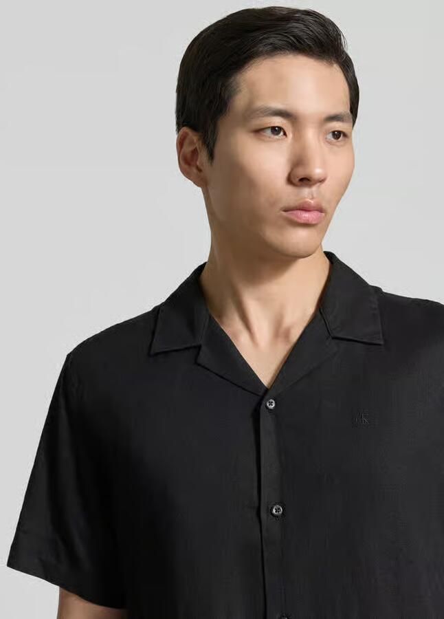 CK Calvin Klein regular fit vrijetijdsoverhemd van mix van linnen en lyocell