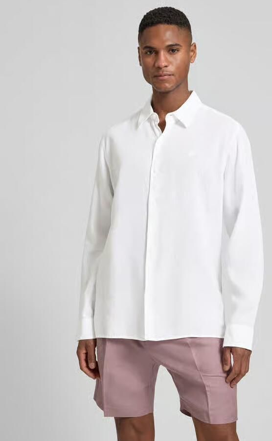 CK Calvin Klein regular fit vrijetijdsoverhemd van mix van linnen en lyocell - Foto 2