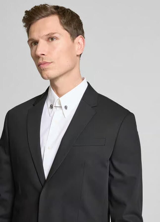 CK Calvin Klein Slim fit 2-knoops colbert van wolmix model 'TRAVEL'