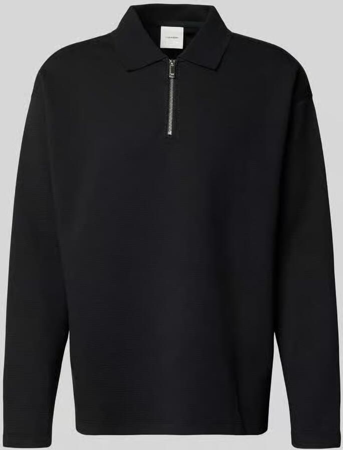 CK Calvin Klein Sweatshirt met polokraag en ritssluiting