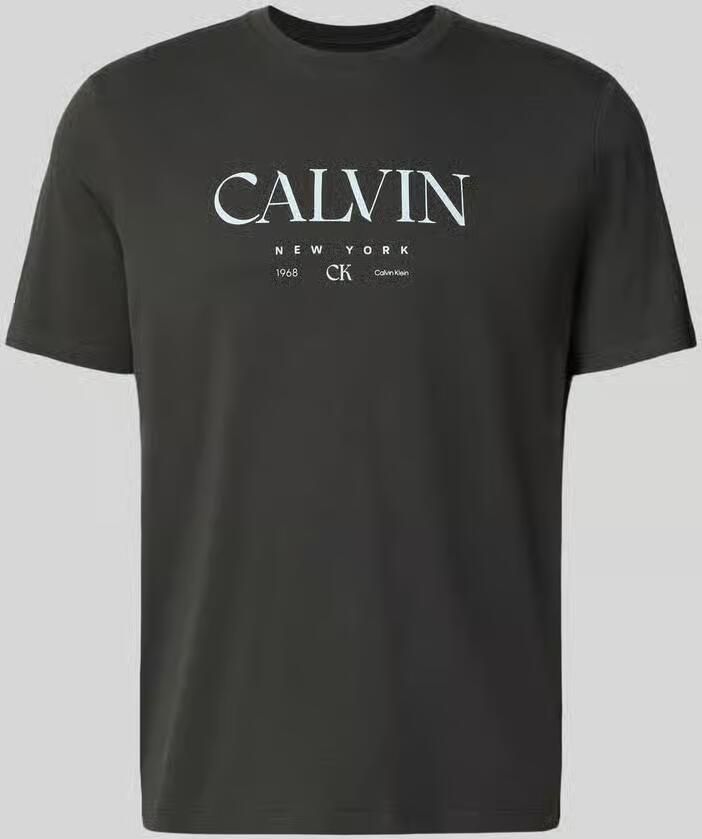 CK Calvin Klein T-shirt met labelprint en ronde hals