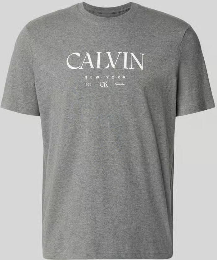 CK Calvin Klein T-shirt met labelprint en ronde hals