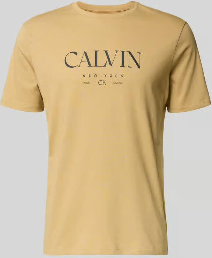 CK Calvin Klein T-shirt met labelprint en ronde hals