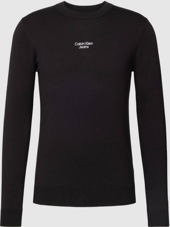 Calvin Klein Jeans Gebreide pullover met labelstitching model 'STACKED'
