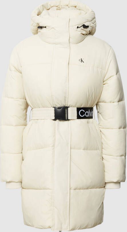 Calvin Klein Jeans Gewatteerde lange jas met labelprint model 'WAISTED'