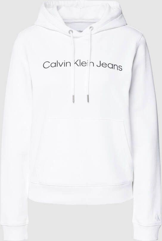 Calvin Klein Witte Katoenen Sweater met Capuchon en Print White