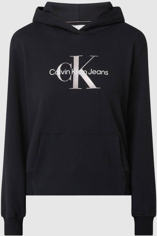 Calvin Klein Hoodie GUNMETAL MONOGRAM HOODIE met metallickleurig ck logo monogram & opschrift