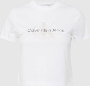 Calvin Klein Shirt met ronde hals SEASONAL MONOGRAM BABY TEE met jeans logo-opschrift