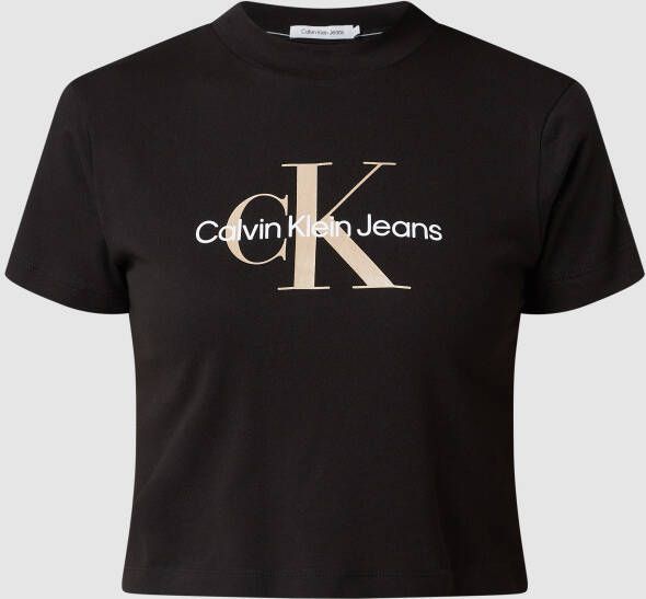 Calvin Klein Shirt met ronde hals SEASONAL MONOGRAM BABY TEE met jeans logo opschrift