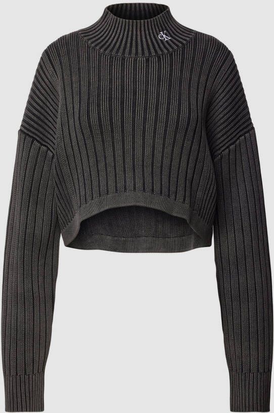 Calvin Klein Jeans Korte gebreide pullover met labelstitching
