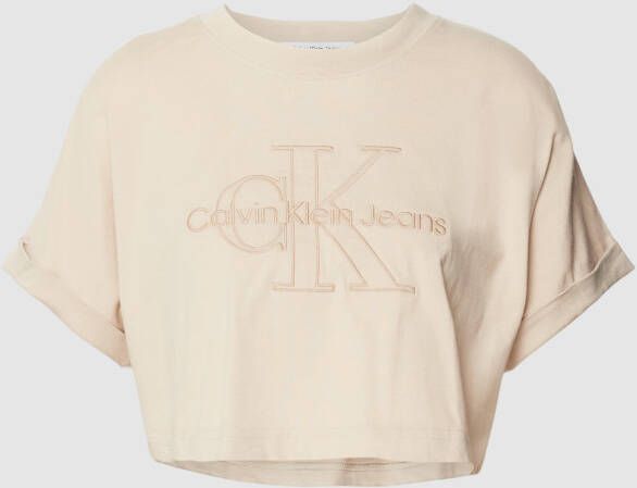 Calvin Klein Jeans Korte top met labelstitching model 'EMBROIDERED MONOLOGO'