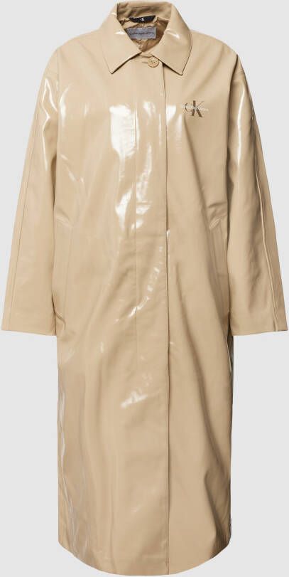 Calvin Klein Jeans Lange jas met labelprint model 'OVERSIZED COATED COAT'