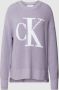 Calvin Klein Jeans Dames Gebreide Trui met Print voor Herfst Winter Purple Dames - Thumbnail 2