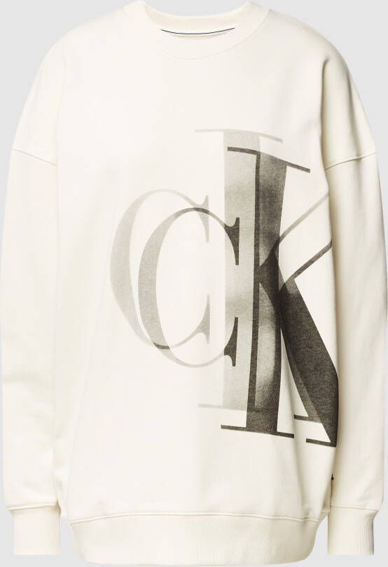 Calvin Klein Comfortabele Oversized Hoodless Sweatshirt Beige Dames