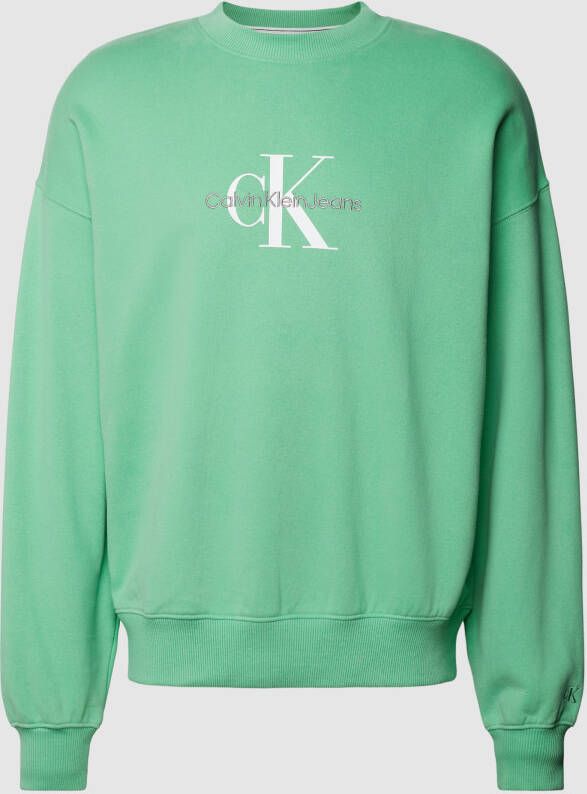 Calvin Klein Oversized Monologo Sweatshirt met ronde halslijn Green Heren