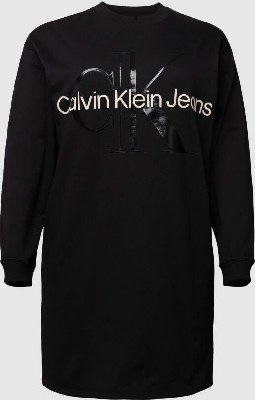 Calvin Klein Jeans Plus SIZE sweatjurk met labelprint model 'GLOSSY MONOGRAM'