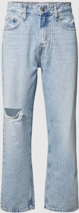 Calvin Klein Jeans Heren Lichtblauwe Gescheurde Denim Jeans Blue Heren