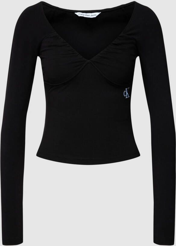 Calvin Klein Jeans Shirt met lange mouwen en labelstitching model 'RUCHED'