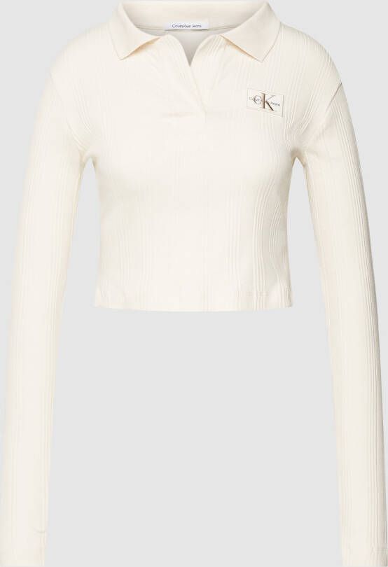 Calvin Klein Jeans Shirt met lange mouwen en polokraag model 'BADGE'