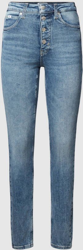 Calvin Klein Jeans Skinny fit high rise jeans met korte knoopsluiting