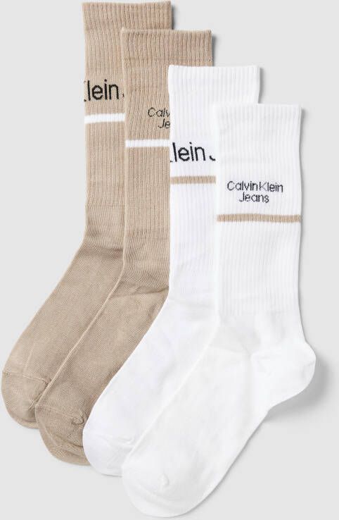 Calvin Klein Jeans Sokken met labelopschrift in een set van 4 paar model 'LOGO STRIPE'