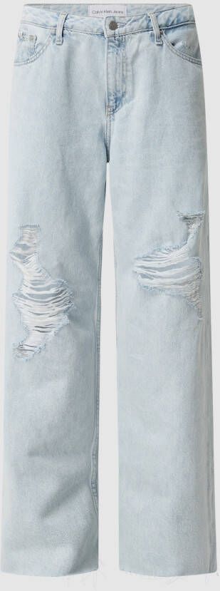 Calvin Klein Jeans Blauwe effen dames jeans met ritssluiting en knoopsluiting Blue Dames