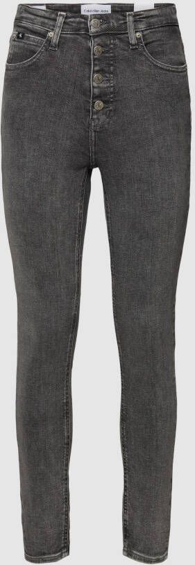 Calvin Klein Jeans Super skinny fit jeans met knoopsluiting model 'HIGH RISE'