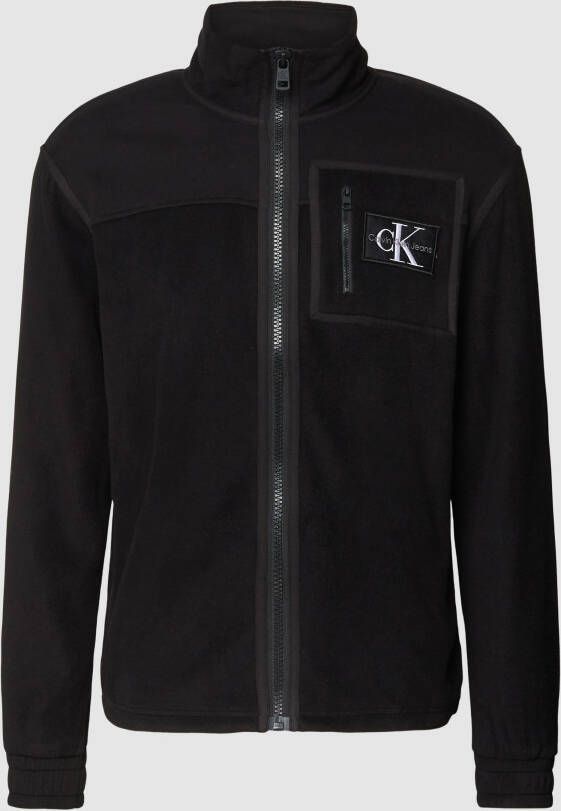 Calvin Klein Jeans Zwarte Fleece Rits Jas Black Heren