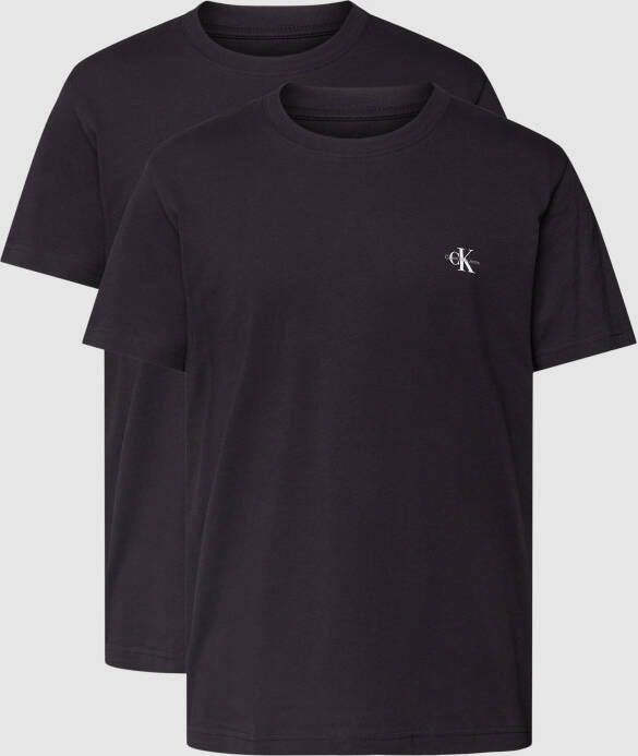 Calvin Klein Jeans T-shirt in effen design model 'MONOGRAM' in een set van 2 stuks