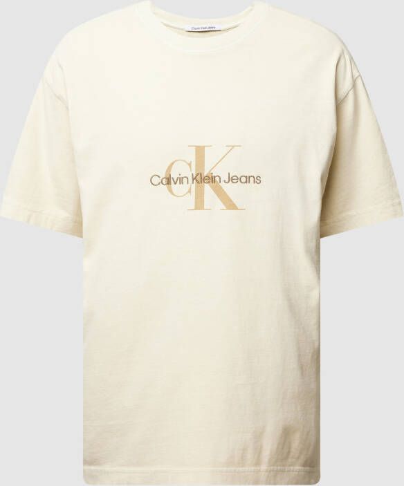 Calvin Klein Jeans T-shirt met extra brede schouders model 'MONOLOGO'