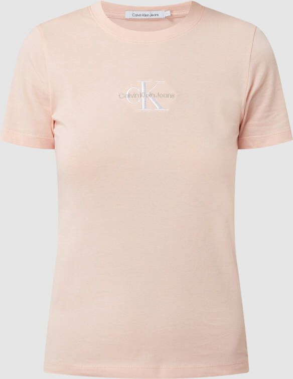 Calvin Klein Shirt met ronde hals MONOGRAM LOGO SLIM FIT TEE met jeans logoprint