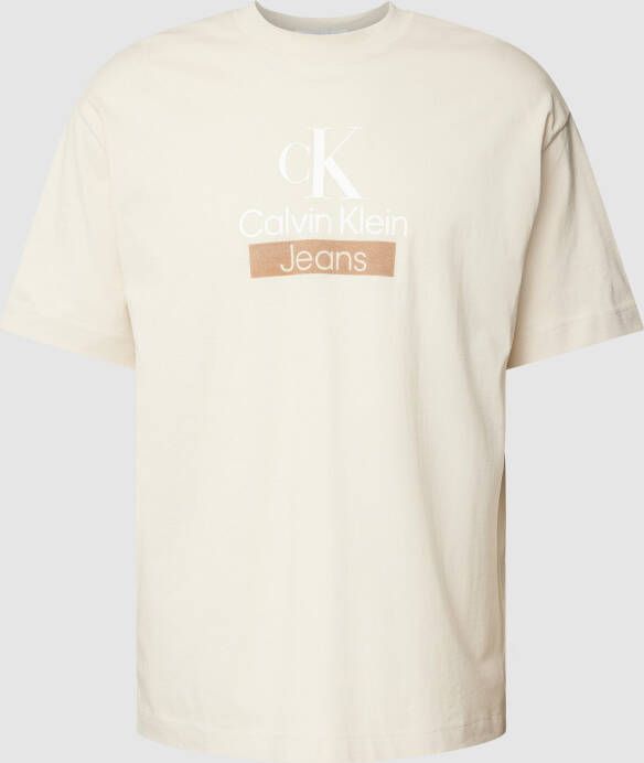 Calvin Klein Beige Heren T-shirt met Iconisch Logo Beige Heren