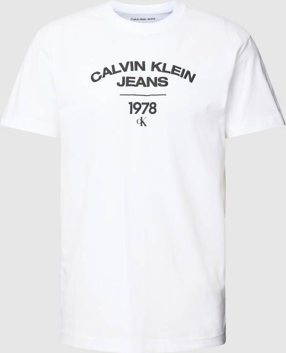 Calvin Klein Jeans Heren Print T-shirt Wit Korte Mouw White Heren