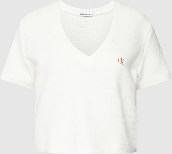 Calvin Klein Jeans T-shirt met structuurmotief model 'WAFFLE'