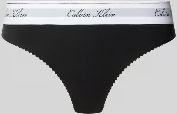 Calvin Klein Underwear String van katoenmix met modaalgehalte model 'SCRIPT Thong' - Foto 3