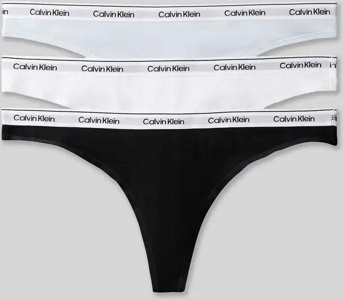 Calvin Klein Underwear String van katoenmix model 'THONG 3PK' - Foto 4