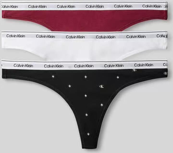 Calvin Klein Underwear String van katoenmix model 'THONG 3PK'