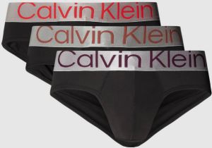 Calvin Klein Underwear Slip met logo in band in een set van 3 stuks model 'HIP BRIEF 3PK Steel Micro'