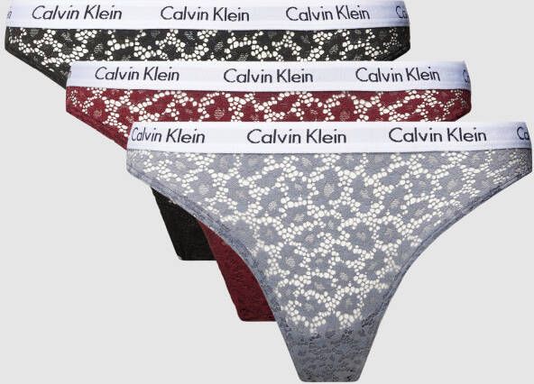 Calvin Klein Underwear String met ajourpatroon in een set van 3 stuks model 'Carousel'