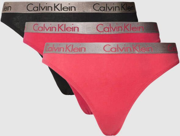 Calvin Klein Underwear String met elastische band met logo in een set van 3 stuks